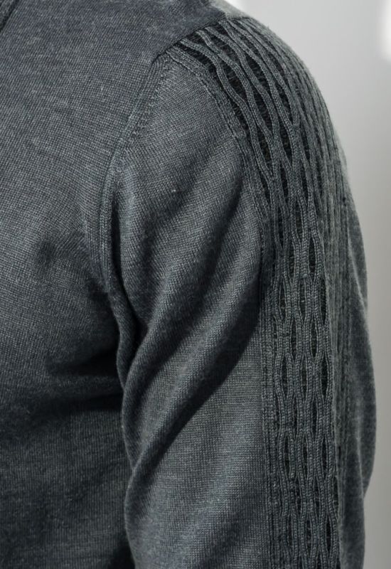 Джемпер мужской фактурный узор 50PD543 (серый/черный)
