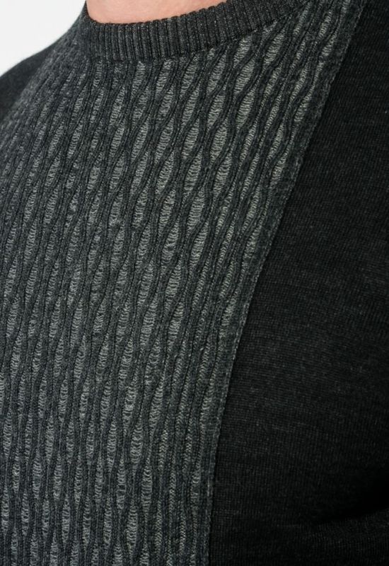Джемпер мужской фактурный узор 50PD543 (черный/серый)