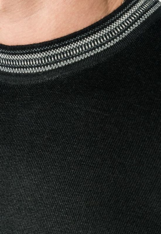 Джемпер мужской с орнаментом по ободку выреза и манжета 50PD355 (черный)