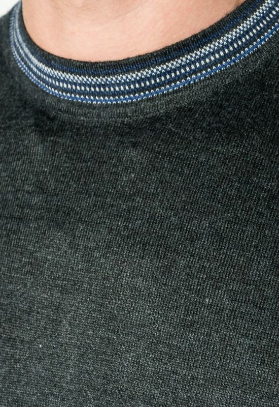 Джемпер мужской с орнаментом по ободку выреза и манжета 50PD355 (темно-серый)