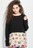 Джемпер жіночий двофактурний з принтованим низом 64PD232 (чорний)