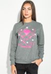 Джемпер женский с крупным принтом и надписью 85F029-1 (серый)