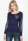 Джемпер женский с кружевом на рукаве 81PD306 (темно-синий)