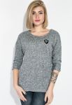 Джемпер жіночий з нашивкою зі стразів 81PD2012 (сірий/меланжевий)