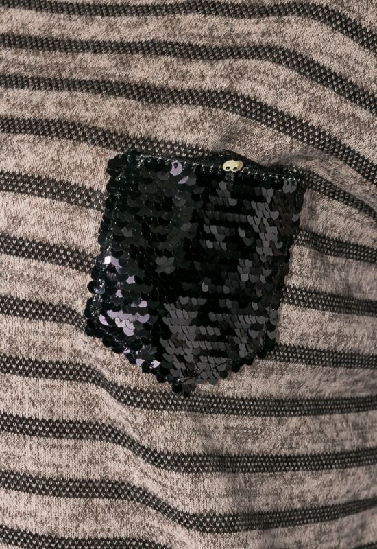 Джемпер жіночий з паєтками на кишені 81PD2009 (капучіно)