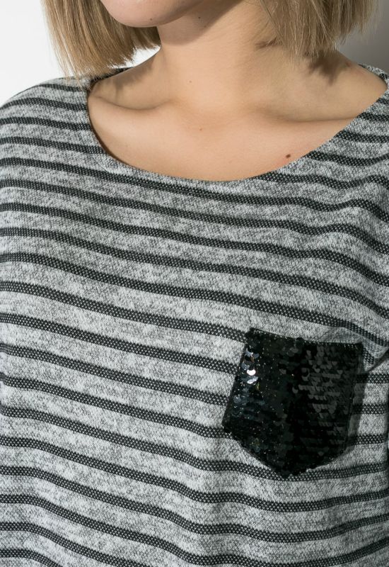 Джемпер жіночий з паєтками на кишені 81PD2009 (смужка)