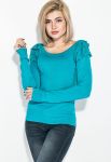 Джемпер жіночий з рюшами на плечах 81PD186 (бірюзовий)