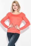Джемпер жіночий з рюшами на плечах 81PD186 (помаранчевий)