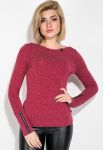Джемпер жіночий зі вставками на рукавах 79PD5536 (бордовий)