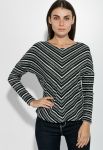 Джемпер жіночий в смужку приталений 68PD103 (чорний/сірий)