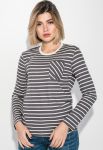 Джемпер женский в полоску с карманом 311V001 (серый/белый)