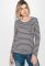 Джемпер женский в полоску с карманом 311V001 (серый/белый)