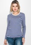 Джемпер жіночий в смужку з кишенею 311V001 (сиза/біла)