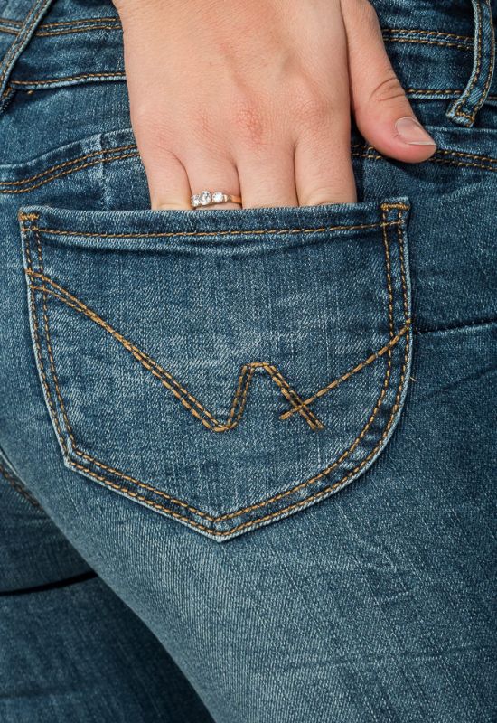 Джинсы женские с круглыми карманами 265V001 (синий)