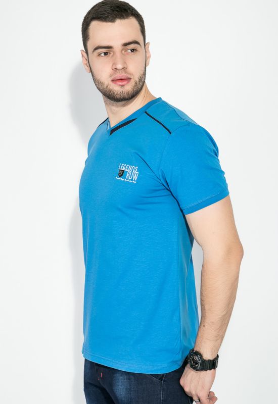 Футболка мужская с надписью на груди 81P2096 (темно-голубой)