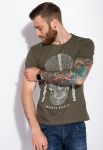 Футболка с принтом Череп 134P002-2 (хаки)