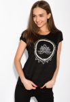 Футболка з квітковим принтом 148P051 (чорний)