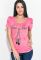 Футболка жіноча декарована стрічкою та стразами 81P232 (кораловий)