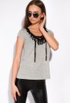 Футболка жіноча з бахрамою 148P022 (сірий/меланжевий)