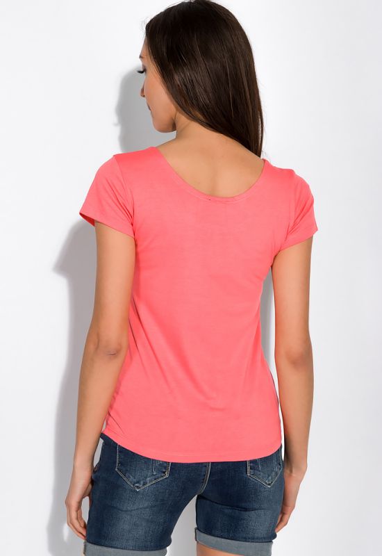 Жіноча футболка з круглим вирізом 434V002-1 (темно-рожевий)