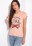 Футболка жіноча з написами 148P333-14 (персиковий)