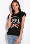 Жіноча футболка з написами 148P333-14 (чорний)