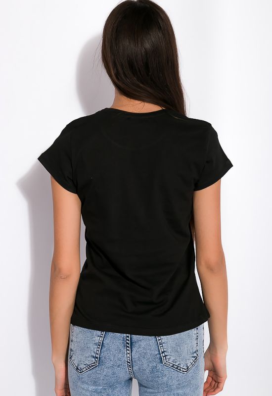 Жіноча футболка з написами 148P333-14 (чорний)