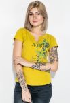 Футболка жіноча з написами 81P0307 (гірчичний)