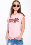 Футболка жіноча з написом на грудях 148P333-4 (рожевий)