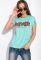 Футболка женская с надписью на груди 148P333-4 (светло-бирюзовый)