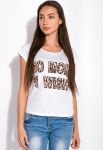 Жіноча футболка з принтом 148P333-13 приталена (білий)