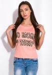 Футболка жіноча з принтом 148P333-13 приталена (персиковий)