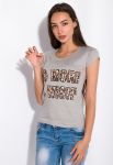 Футболка жіноча з принтом 148P333-13 приталена (сірий/меланжевий)