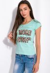 Футболка жіноча з принтом 148P333-13 приталена (світло-бірюзовий)