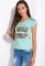 Футболка женская с принтом 148P333-13 приталенная (светло-бирюзовый)