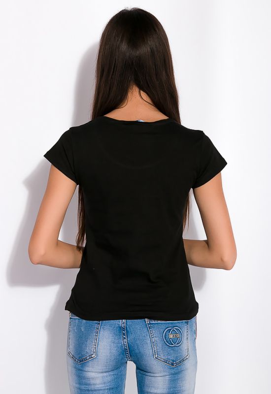 Жіноча футболка з принтом 148P333-16 (чорний)