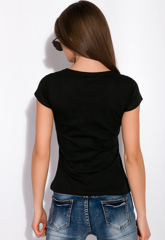 Жіноча футболка з принтом 148P333-5 (чорний)