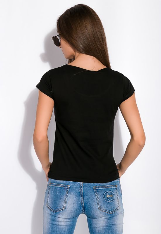 Жіноча футболка з принтом 148P333-6 (чорний)