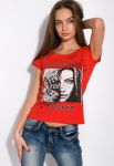 Жіноча футболка з принтом 148P333-8 (червоний)