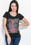 Футболка жіноча з текстовим принтом81P1332 (чорний)