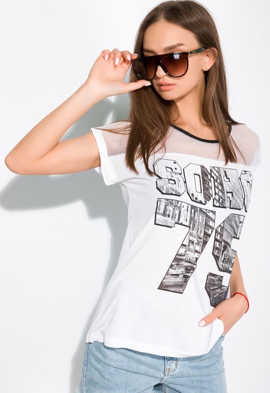 Жіноча футболка з суцільнокроєним рукавом 148P080A (білий/чорний)
