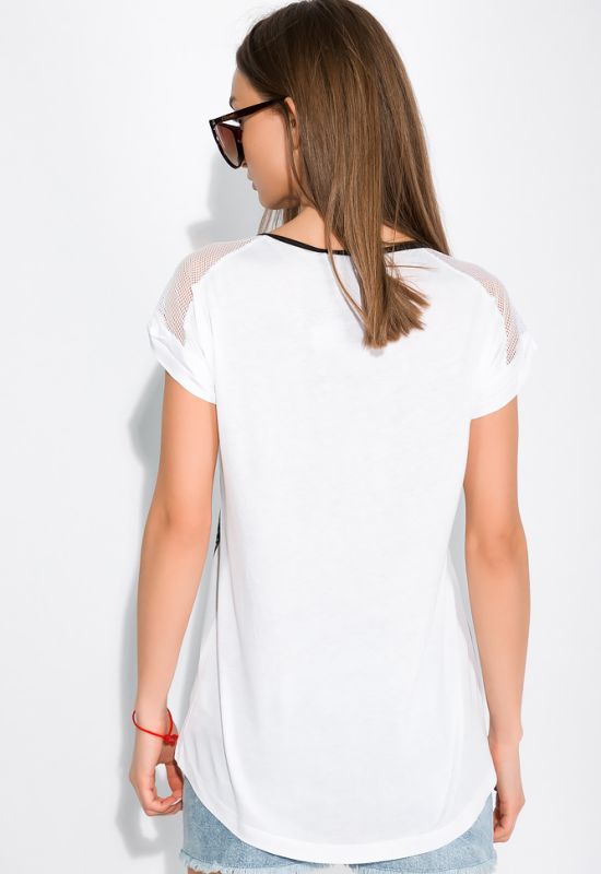 Жіноча футболка з суцільнокроєним рукавом 148P080A (білий/чорний)