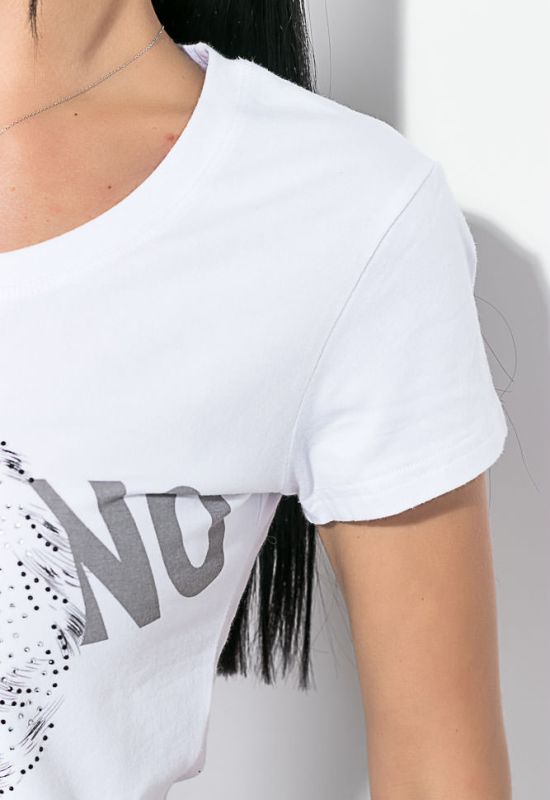 Жіноча футболка зі стразами 81P7305-1 (білий)