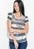 Футболка жіноча в смужку та стразами 81P2034 (сірий/білий)