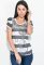 Футболка женская в полоску и стразами 81P2034 (серый/белый)
