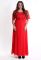 G 0731B 7 Платье вечернее в большом размере с гипюровым лифом (красный)