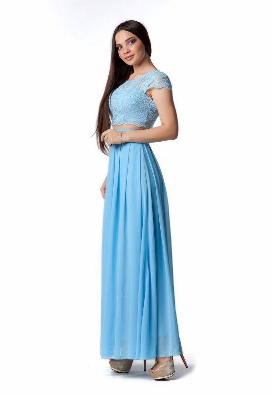 G 0808 8 Вечірня сукня з гіпюровим ліфом (синій)