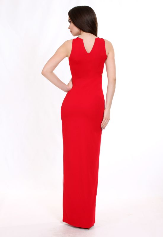 G 2037 Платье вечернее с разрезом (красный)