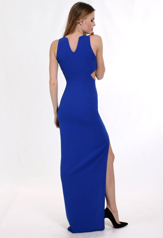 G 2037 Платье вечернее с разрезом (синий)