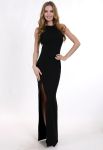 G 2037 Платье вечернее с разрезом (черный)